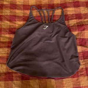 Gym shark reversible tank top gray and Berry color